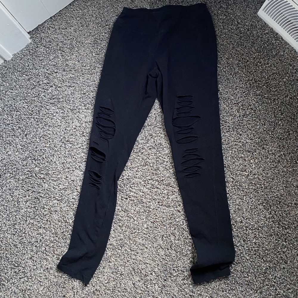 High Waisted Black Torn Apart Ripped Leggings